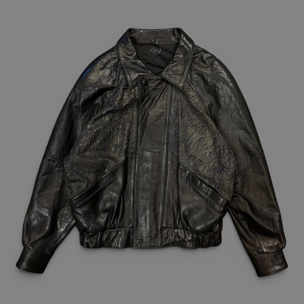 Fidelity L men’s black vintage leather bomber jacket biker motorcycle